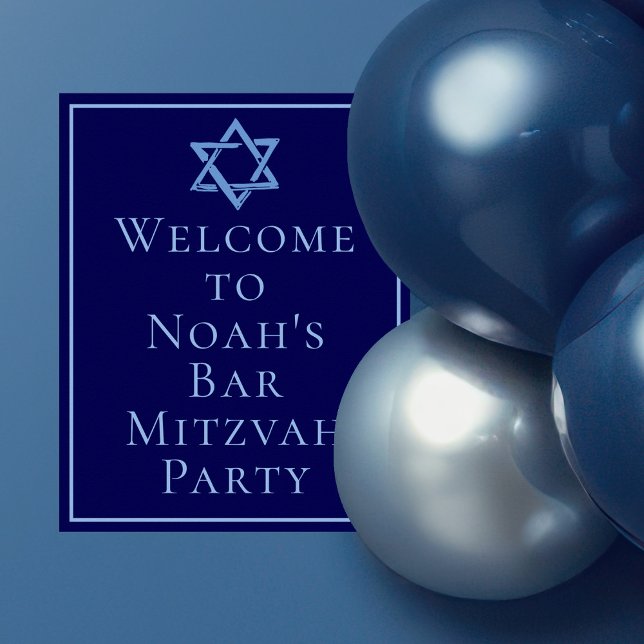 Affiche Royal Blue Bar Mitzvah Photo Star du David Party (Créateur téléchargé)