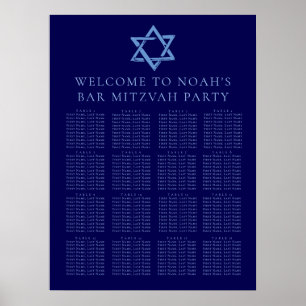 Affiche Royal Blue Bar Mitzvah Star of David Seating Chart