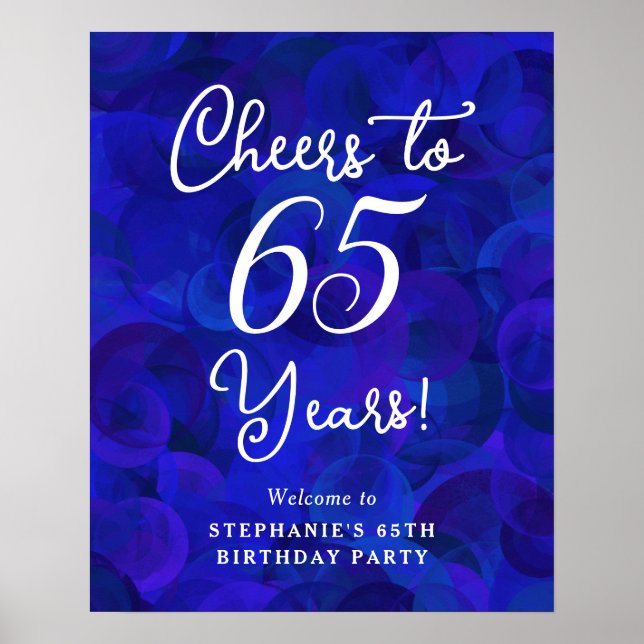 Affiche Royal Blue encourage à 65 ans Anniversaire Bienven (Devant)