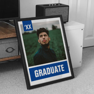 Affiche Royal Blue Modern Textured Photo Graduation