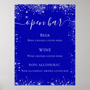 Affiche Royal blue parties scintillant mariage menu