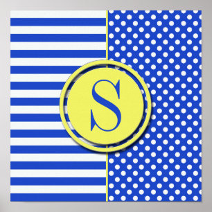 Affiche Royal Blue Pois et stries-Monogram STaylor