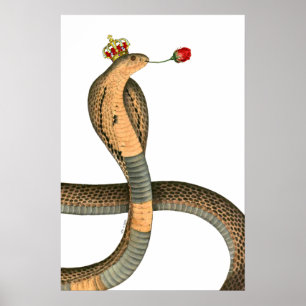 Affiche Royal Cobra King Chef Rose Surreal Crown