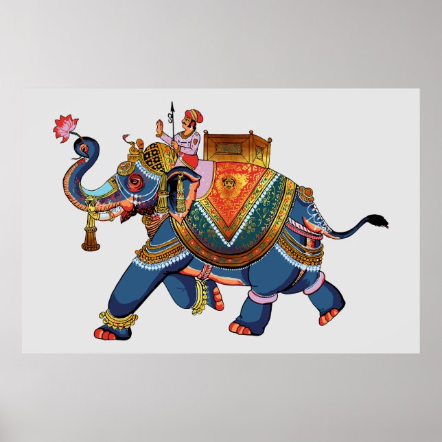 Affiche Royal Elephant's Journey : Indian Folkloric Design (Devant)