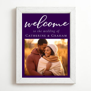 Affiche Royal Purple Couple Photo Mariage Chic Bienvenue