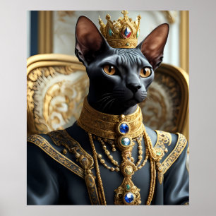 Affiche Royal Sphynx Chat King Pet Portrait Art Imprimer