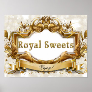 Affiche Royal Sweets-White and Gold Party Signage