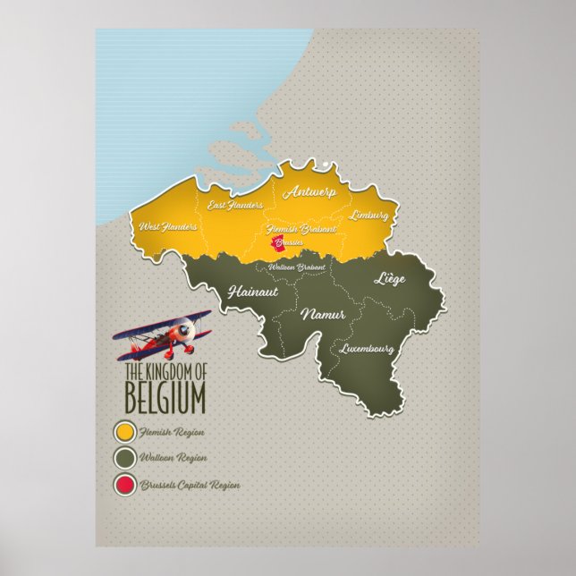 Affiche Royaume de Belgique belle carte (Devant)