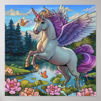 Royaume de conte de fées licorne Pégase magique