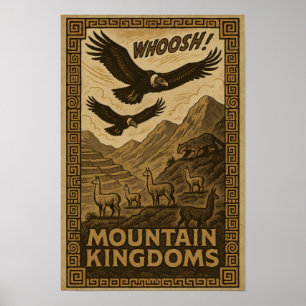 Affiche Royaume des Andes - Condors et Llamas Art
