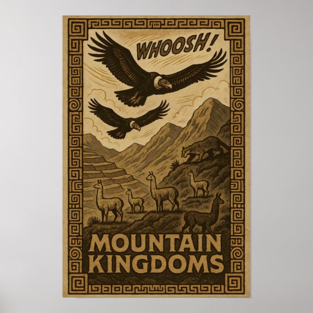 Affiche Royaume des Andes - Condors et Llamas Art (Devant)