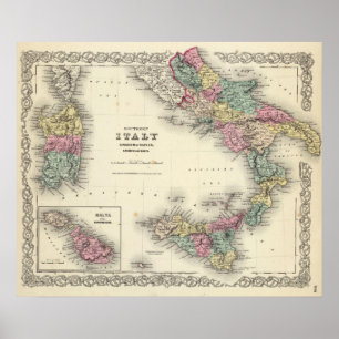 Affiche Royaume du sud de l'Italie de Naples