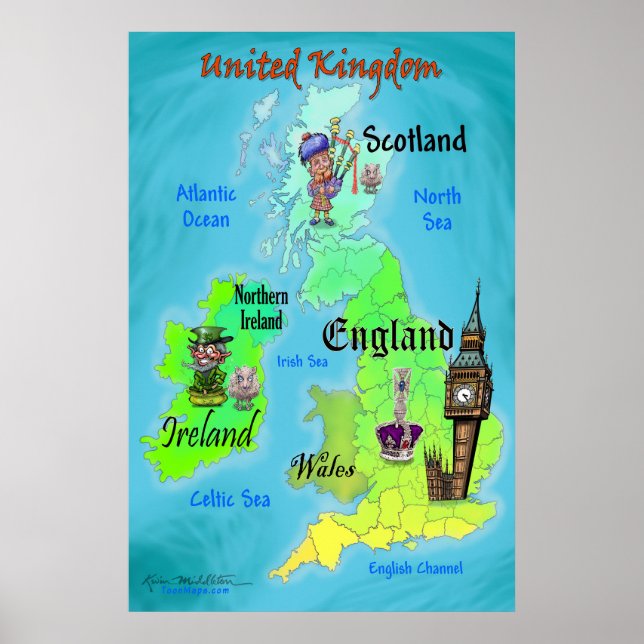 Affiche Royaume-Uni Carte des loisirs 24x36 (Devant)