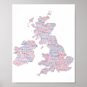 Affiche Royaume-Uni / Grande-Bretagne Slang Word Art Map 