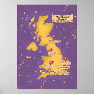 Affiche Royaume-Uni La Carte Des Lieux Les Plus Hantés.