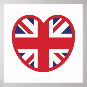 Affiche Royaume-Uni Union Jack Flag Heart