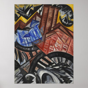 Affiche Rozanova - Usine Et Pont 1913