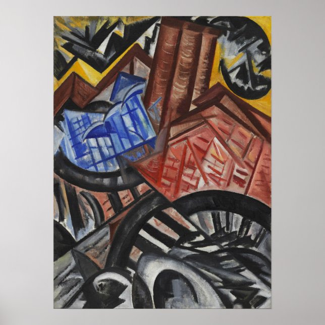 Affiche Rozanova - Usine Et Pont 1913 (Devant)