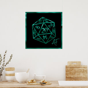 Affiche RPG Crit AF   Émeraude Imaginaire Table Gamer Dice