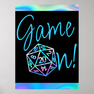 Affiche RPG Game On   Holo Retro PnP Tabletop Gamer Dice