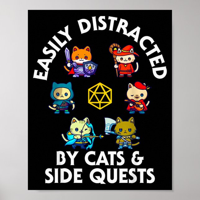 Affiche Rpg Gamer Cats Side Quest Funny Nerd Adhd Cat Men  (Devant)