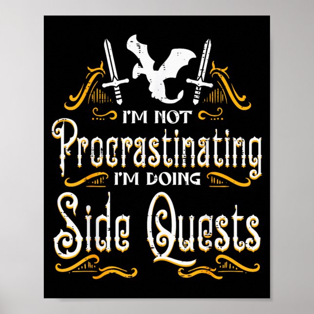 Affiche Rpg Gamer Not Procrastinating Side Quest Funny Men (Devant)