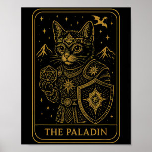 Affiche Rpg Gamer Paladin D20 Dice Nerdy Geek Chat Hommes