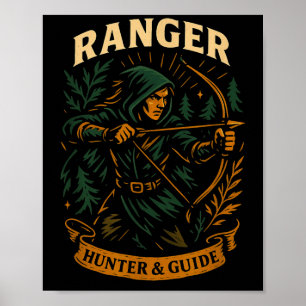 Affiche Rpg Gamer Ranger D20 Dice Nerdy Geek Hommes Femmes