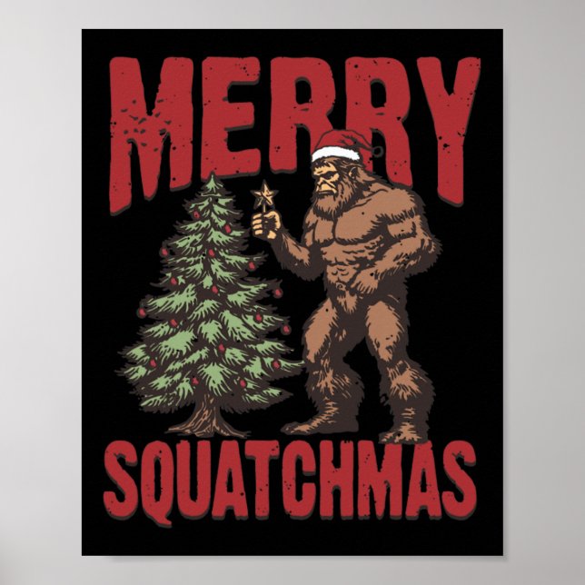 Affiche Rtro Western Merry Squatchmas Funny Bigfoot Père N (Devant)