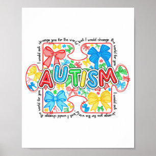 Affiche Ruban à nœud coquette puzzle autisme Sensibilisati