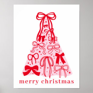 Affiche Ruban arc-en-ciel rose rouge Joyeux Noël