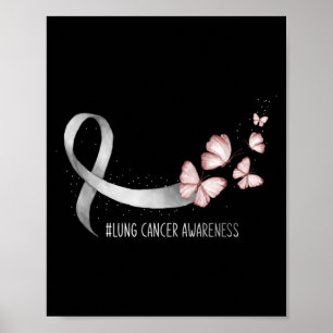 Affiche Ruban Blanc Papillon Sensibilisation au Cancer du