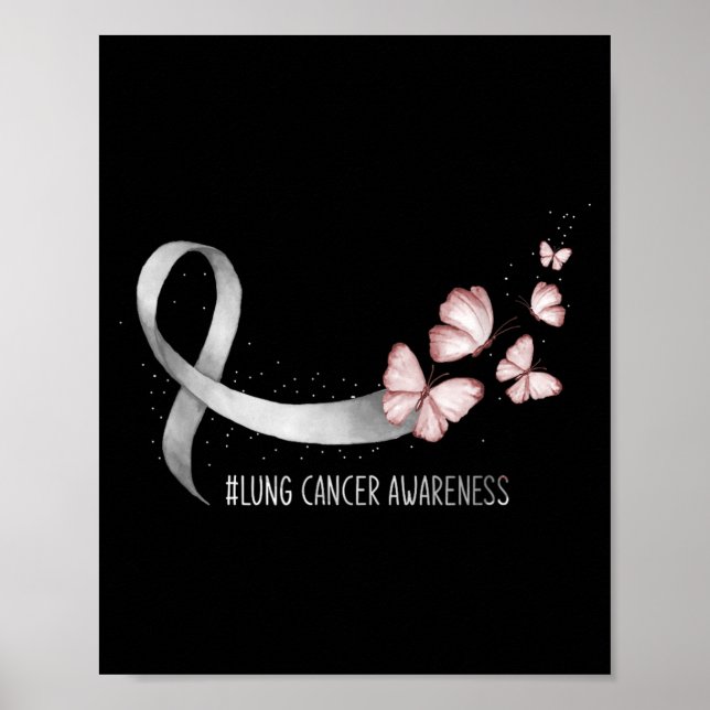 Affiche Ruban Blanc Papillon Sensibilisation au Cancer du  (Devant)