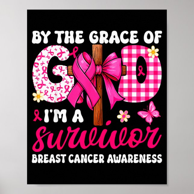 Affiche Ruban chrétien contre le cancer du sein par la grâ (Devant)