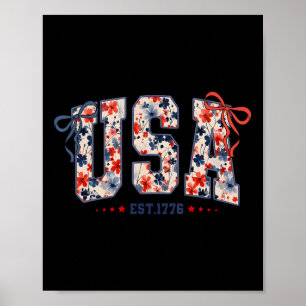 Affiche Ruban Coquette Floral Usa Patriotique 4 Juillet Am