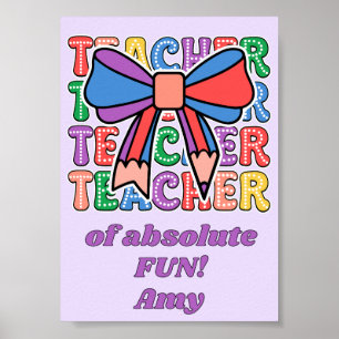 Affiche Ruban crayon coquette rétro professeur pois