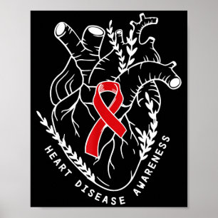 Affiche Ruban de coeur d'anatomie de sensibilisation à la