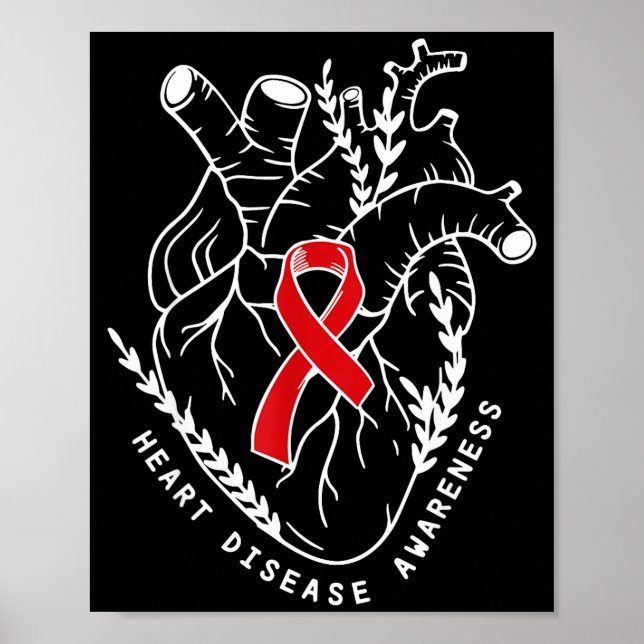 Affiche Ruban de coeur d'anatomie de sensibilisation à la  (Devant)