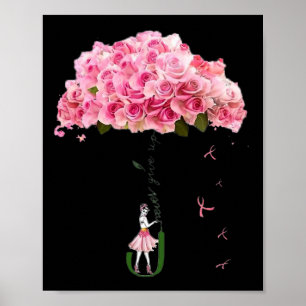 Affiche Ruban de fleurs de sensibilisation au cancer du se