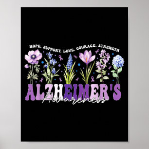 Affiche Ruban de fleurs violettes pour soutenir la sensibi