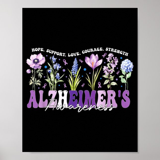 Affiche Ruban de fleurs violettes pour soutenir la sensibi (Devant)