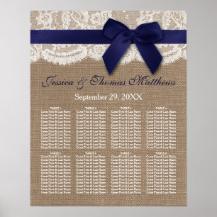 Affiche Ruban de la marine sur Burlap & dentelle Mariage c