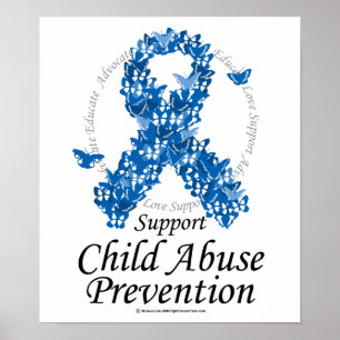 Affiche Ruban de mauvais traitement à enfant des papillons