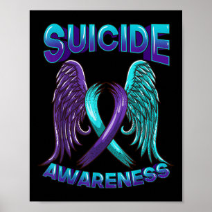 Affiche Ruban de sensibilisation au suicide avec ailes Sui