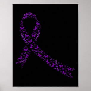 Affiche Ruban de sensibilisation au surdosage Violet Addic