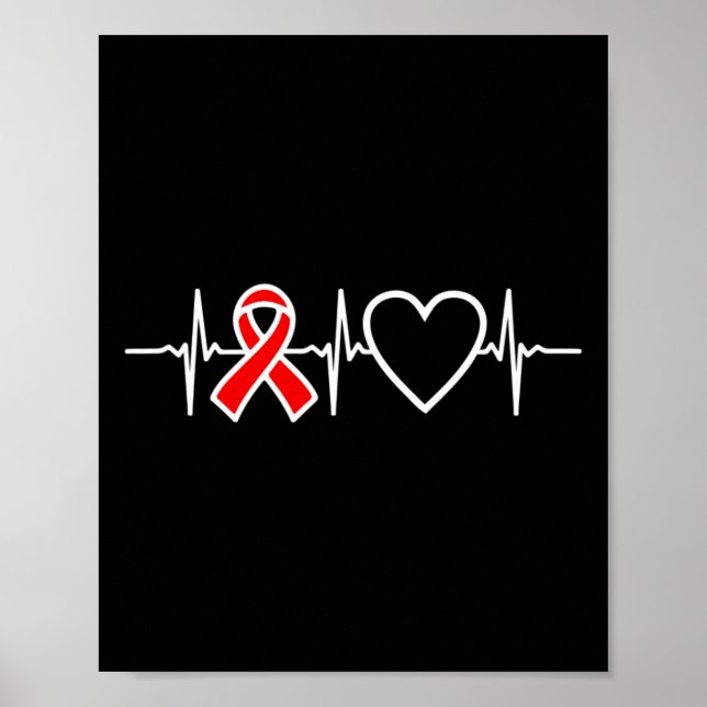 Affiche Ruban de sensibilisation rouge au sida Hiv maladie (Devant)