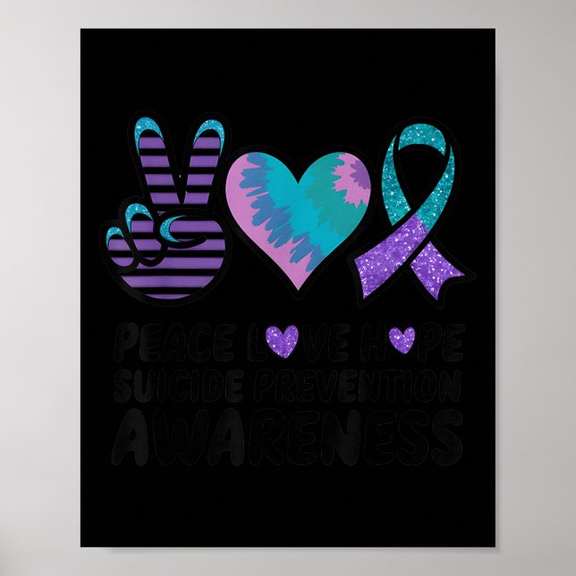 Affiche Ruban de sensibilisation Tie Dye Espoir Amour Paix (Devant)