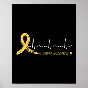 Affiche Ruban d'or du battement de cœur pour la sensibilis