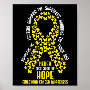 Affiche Ruban du Cancer de l'Enfance N'abandonnant Jamais 
