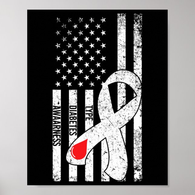 Affiche Ruban du drapeau américain de sensibilisation au d (Devant)